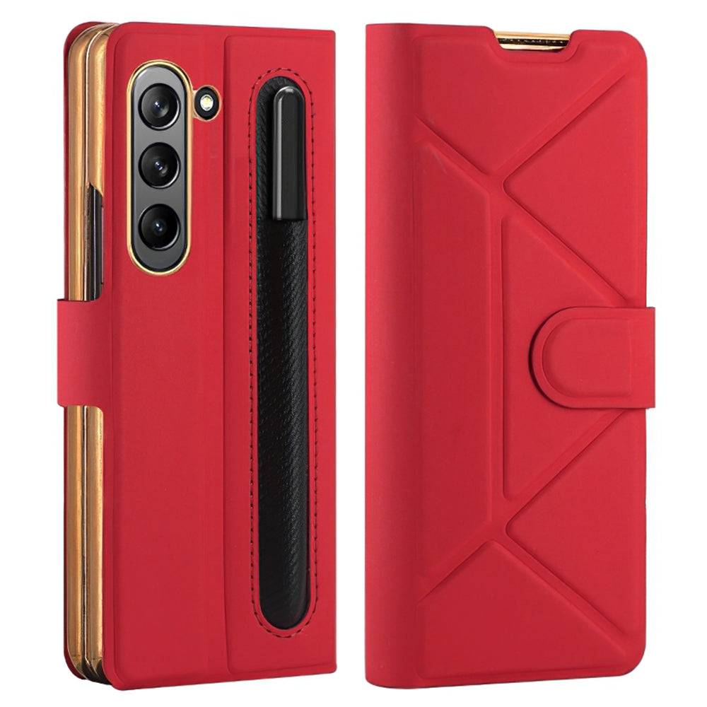 For Samsung Galaxy Z Fold5 5G Shockproof Phone Case Pen Slot PU PC Stand Cover with Tempered Glass Film For Samsung Galaxy Z Fold5 5G Shockproof Phone Case Pen Slot PU PC Stand Cover with Tempered Glass Film